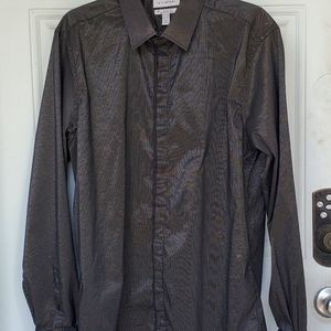 3/$30 Le Chateau black with Silver Men's Long Sleeve Button Down Shirt